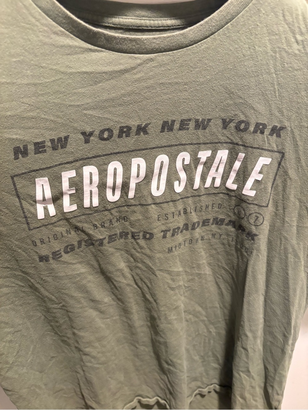 Aeropostale Men's Olive Graphic Logo Tee